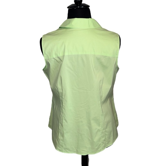 FOXCROFT Taylor Non-Iron Sleeveless Collar Button Down Shirt - Green 14W - Picture 8 of 9